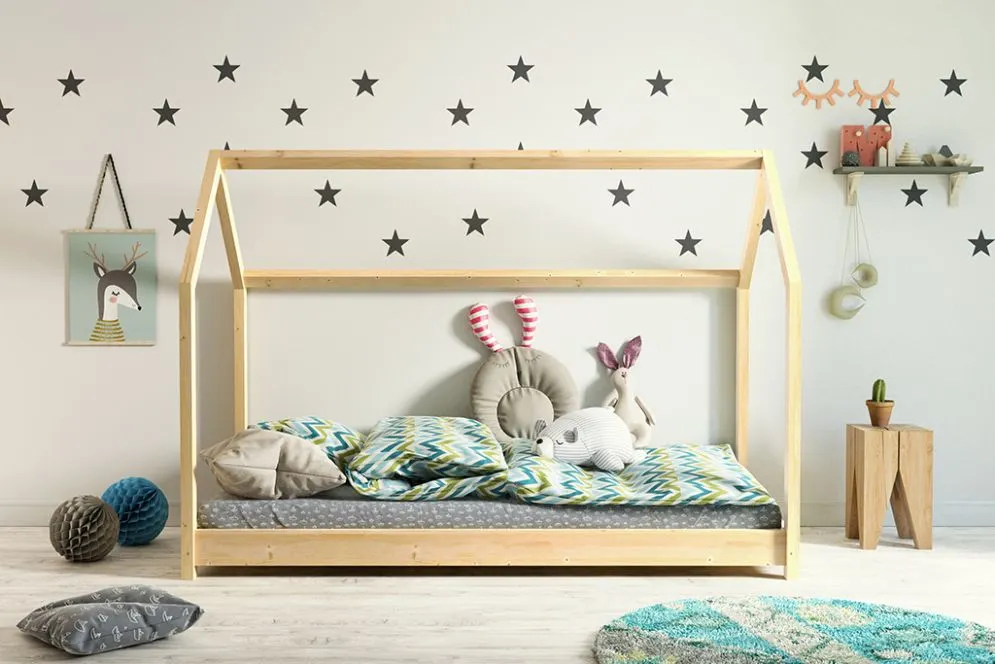 Łóżko domek BELLA 80x180 sosna drewniane ze stelażem | MIRAT.
