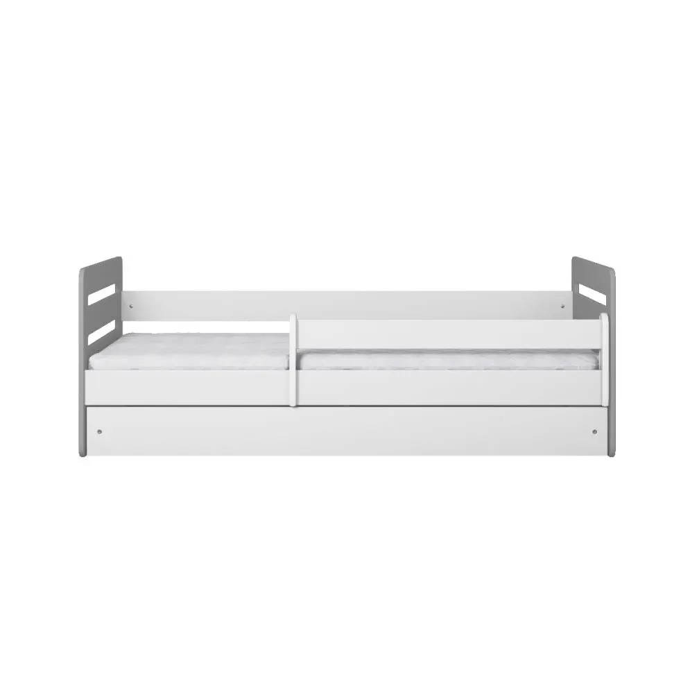 Łóżko dziecięce TOMI MIX 180x80 białe/szare z barierką | MIRAT.