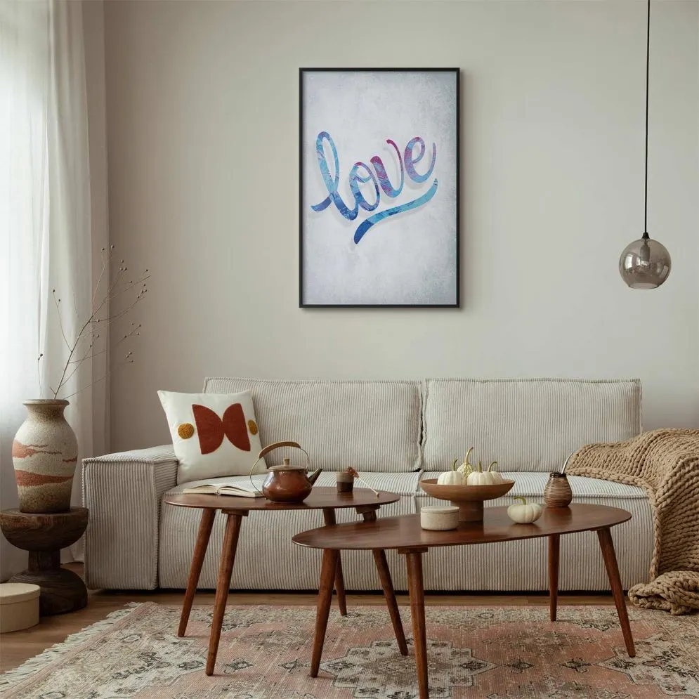 Plakat Love 60x90 cm z ramą czarną bez marginesu | MIRAT.