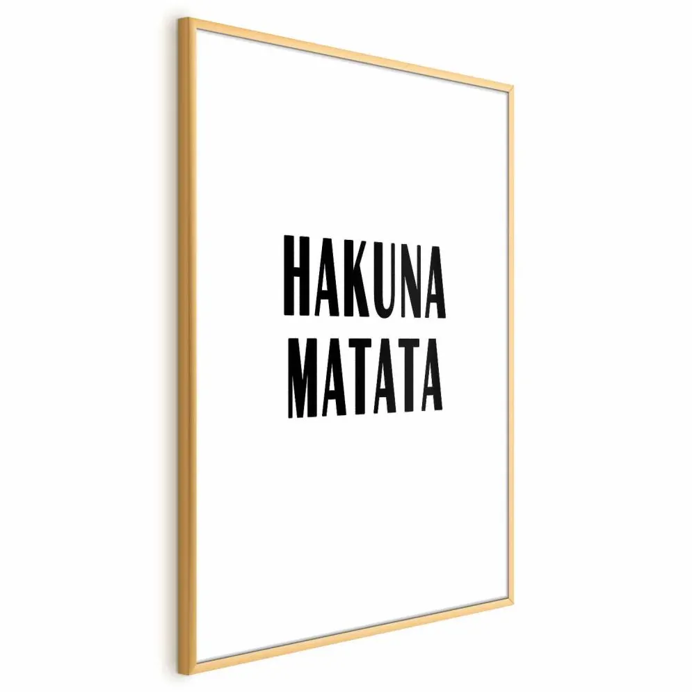 Plakat Hakuna Matata 60x90 cm z ramą złotą z marginesem | MIRAT.