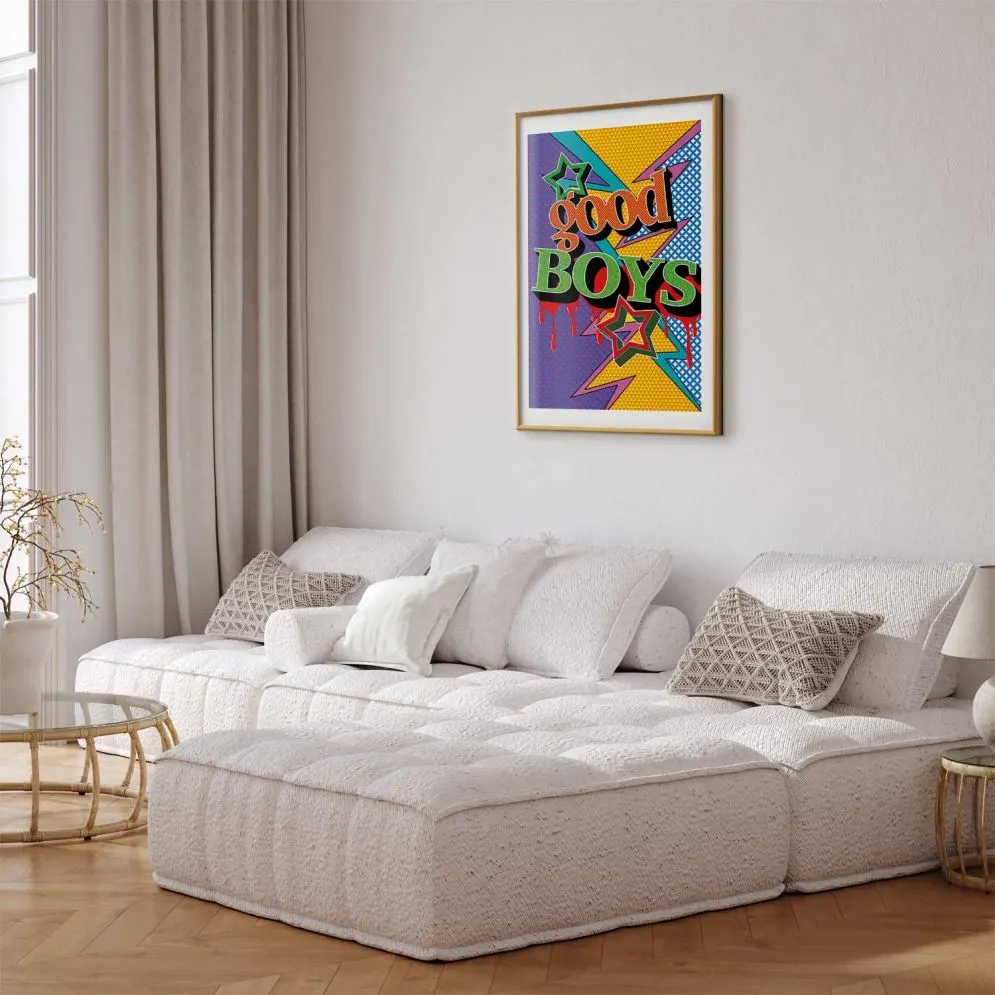 Plakat Good Boys 40x60 cm z ramą złotą z marginesem | MIRAT.