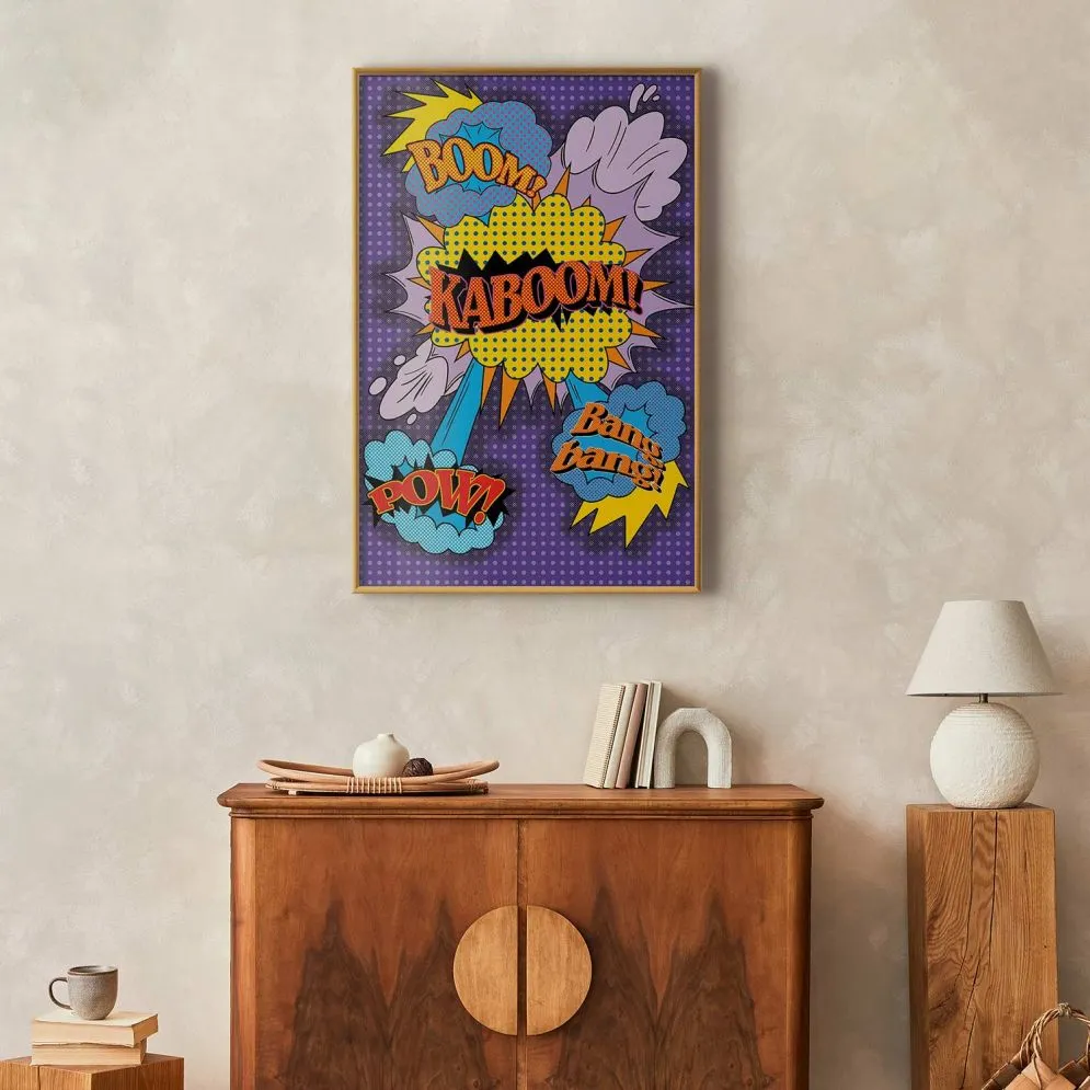 Plakat Kaboom 21x30 cm z ramą złotą bez marginesu | MIRAT.