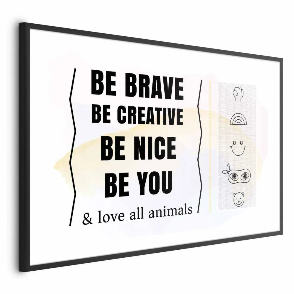 Plakat Bądź sobą 42x29,7 cm z ramą czarną z marginesem | MIRAT.