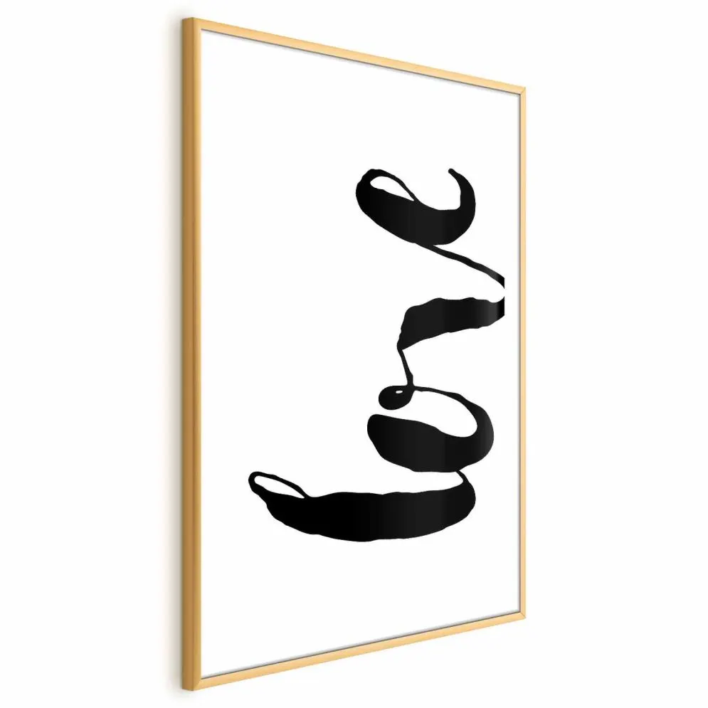 Plakat Czarne Love 40x60 cm z ramą złotą z marginesem | MIRAT.