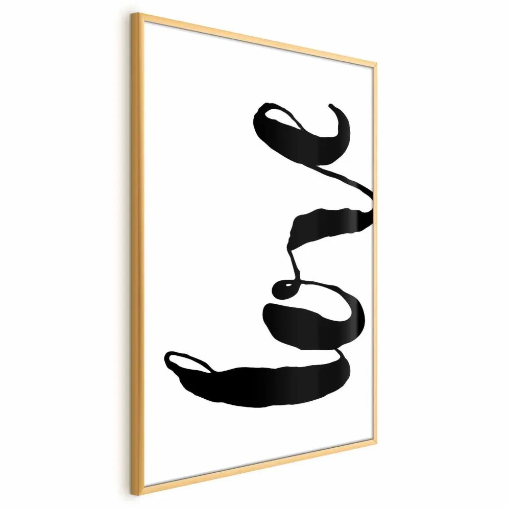 Plakat Czarne Love 40x60 cm z ramą złotą bez marginesu | MIRAT.