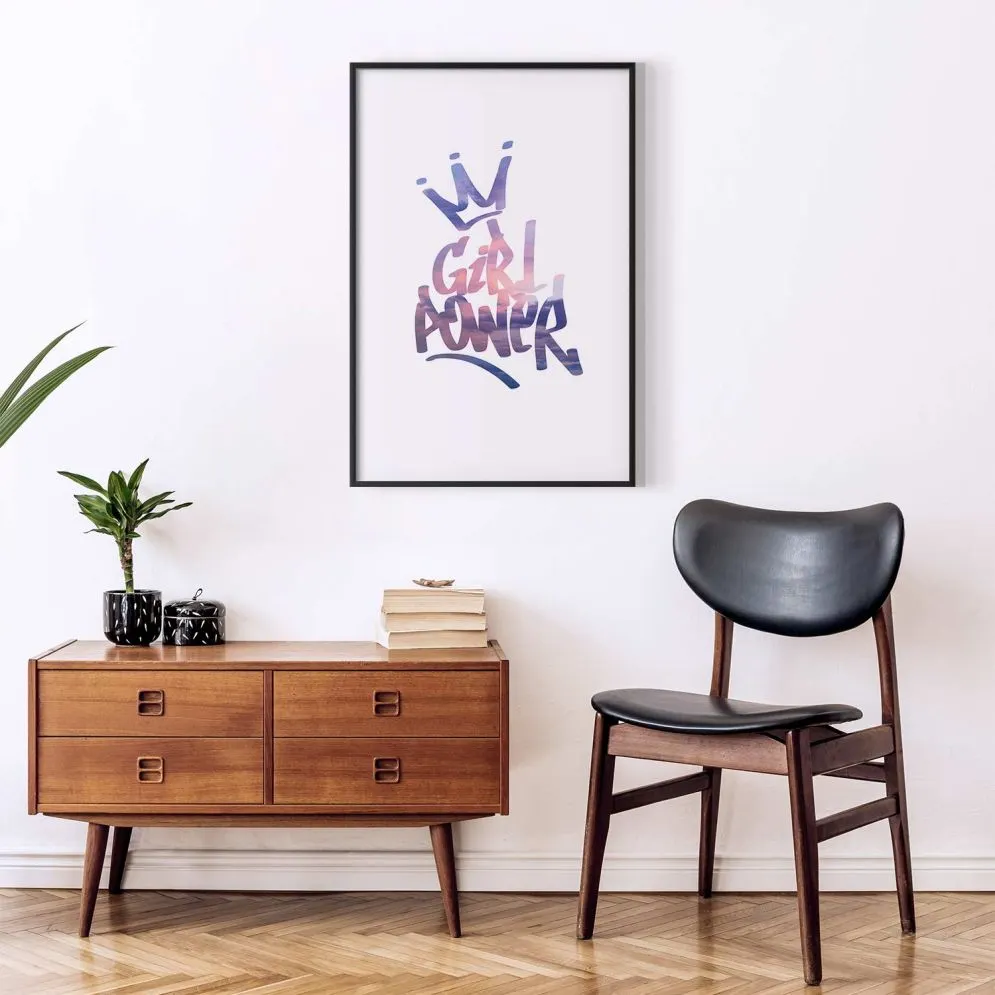 Plakat Girl Power 29,7x42 cm z ramą czarną z marginesem | MIRAT.