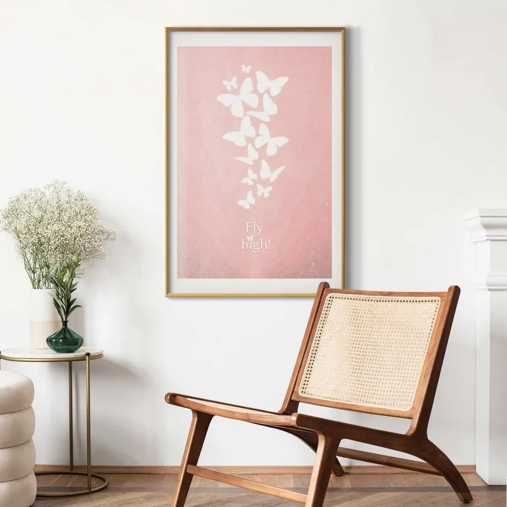 Plakat Fly High 29,7x42 cm z ramą złotą z marginesem | MIRAT.