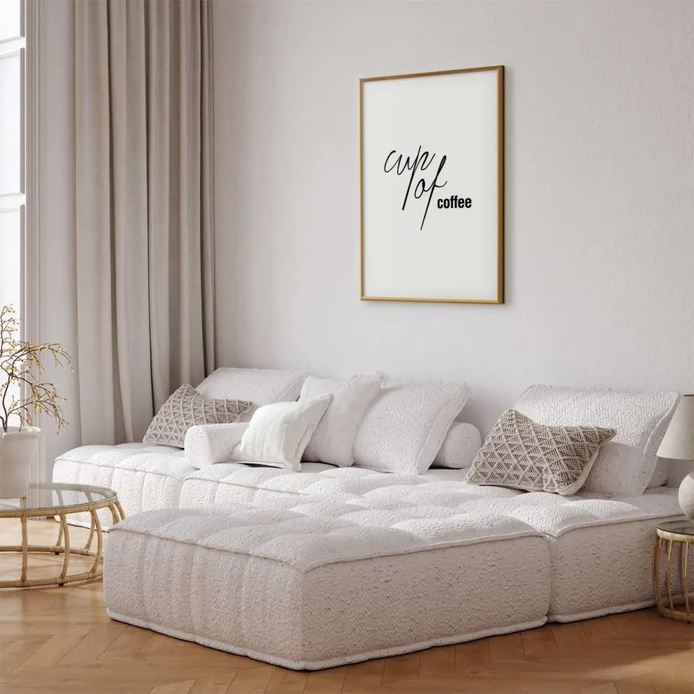 Plakat Coffee 29,7x42 cm z ramą złotą z marginesem | MIRAT.