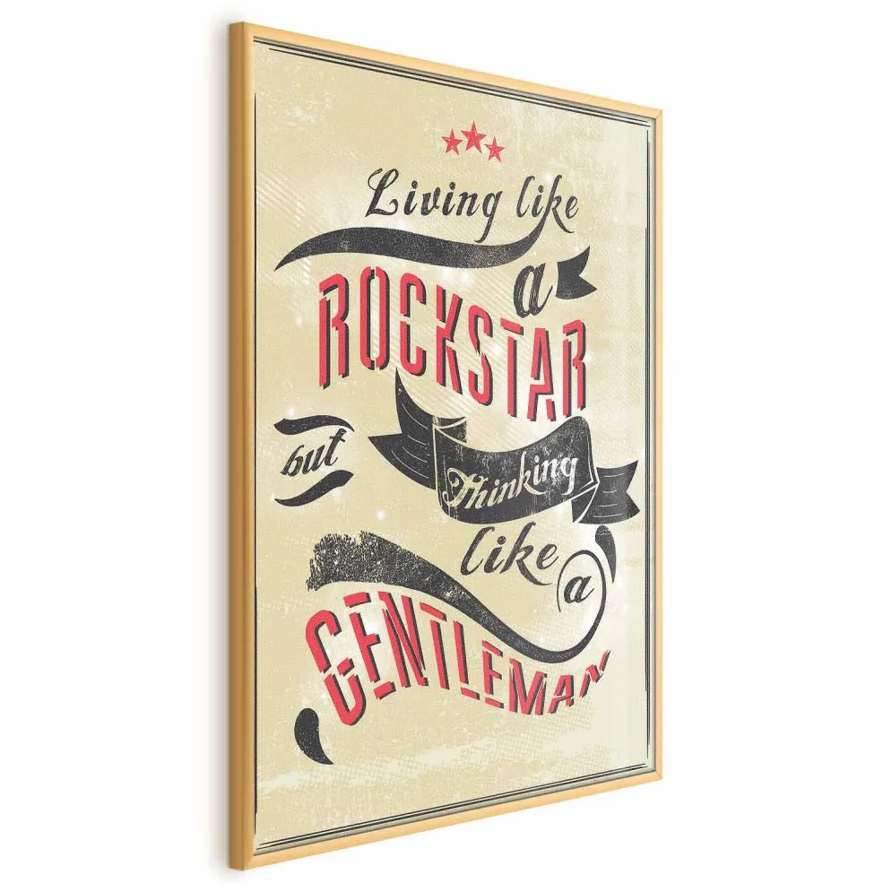 Plakat Rockstar 29,7x42 cm z ramą złotą bez marginesu | MIRAT.