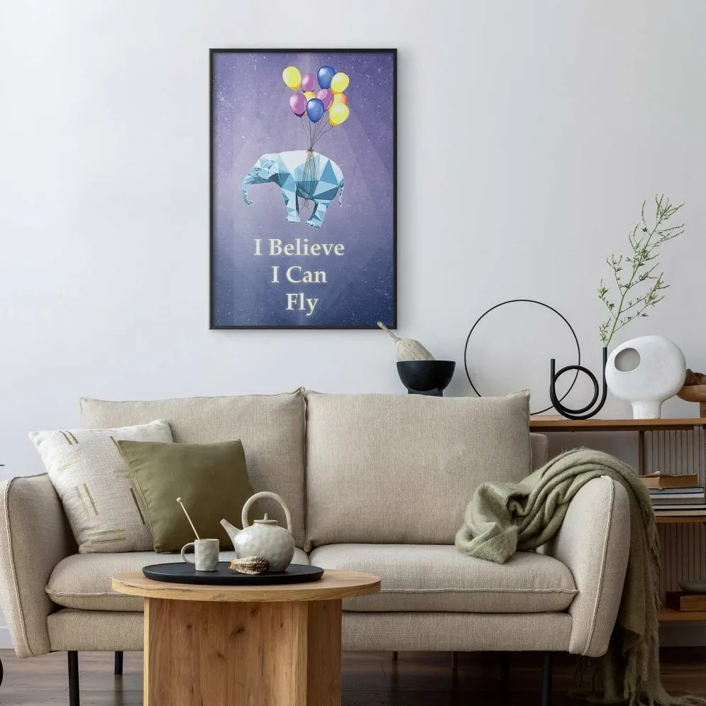 Plakat Latający słoń 60x90 cm z ramą czarną bez marginesu | MIRAT.