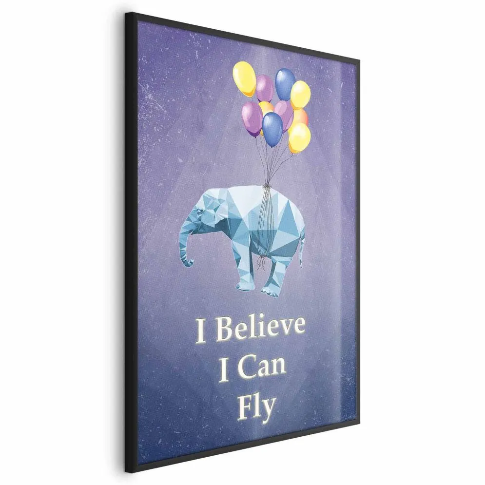 Plakat Latający słoń 60x90 cm z ramą czarną bez marginesu | MIRAT.