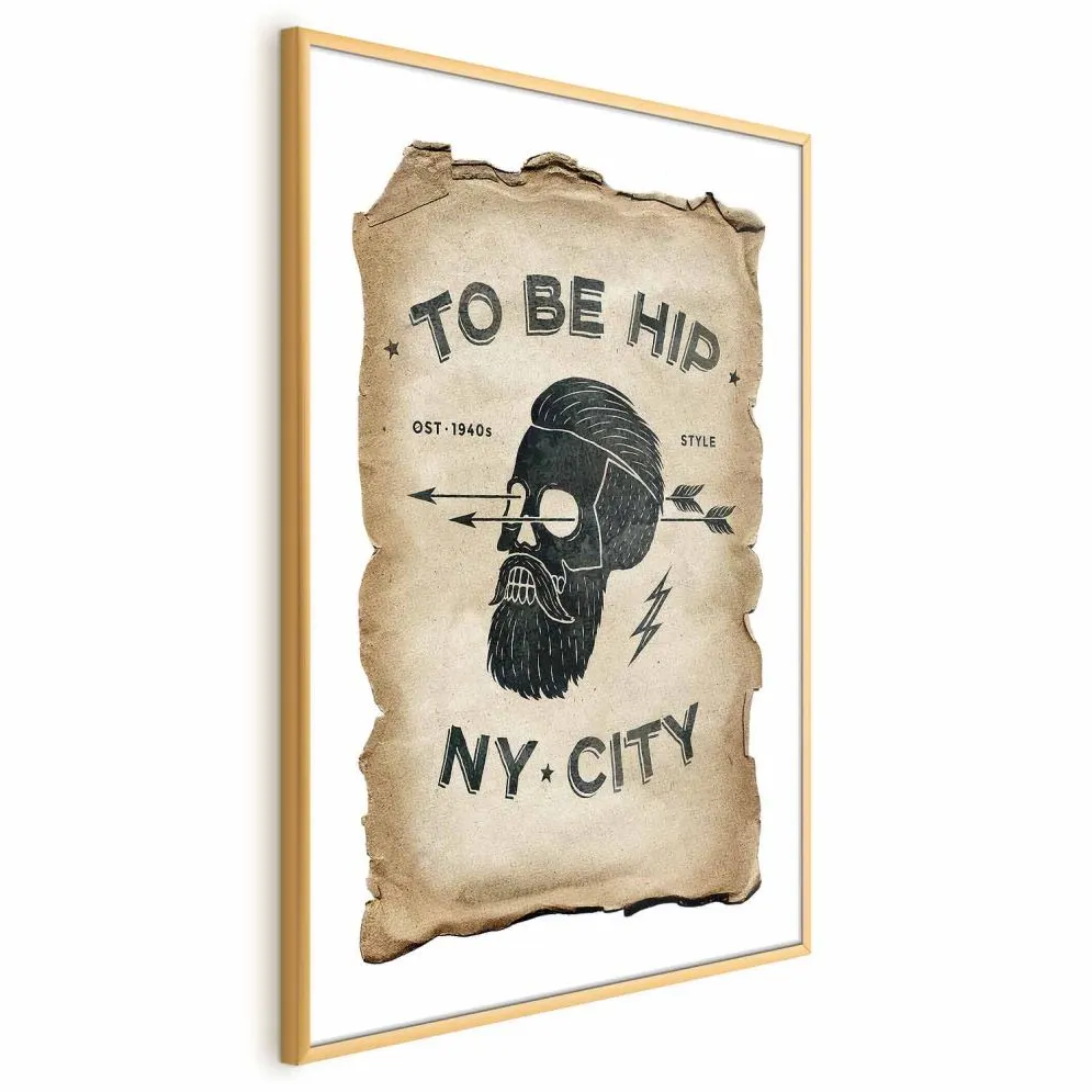 Plakat To be hip 40x60 cm z ramą złotą z marginesem | MIRAT.