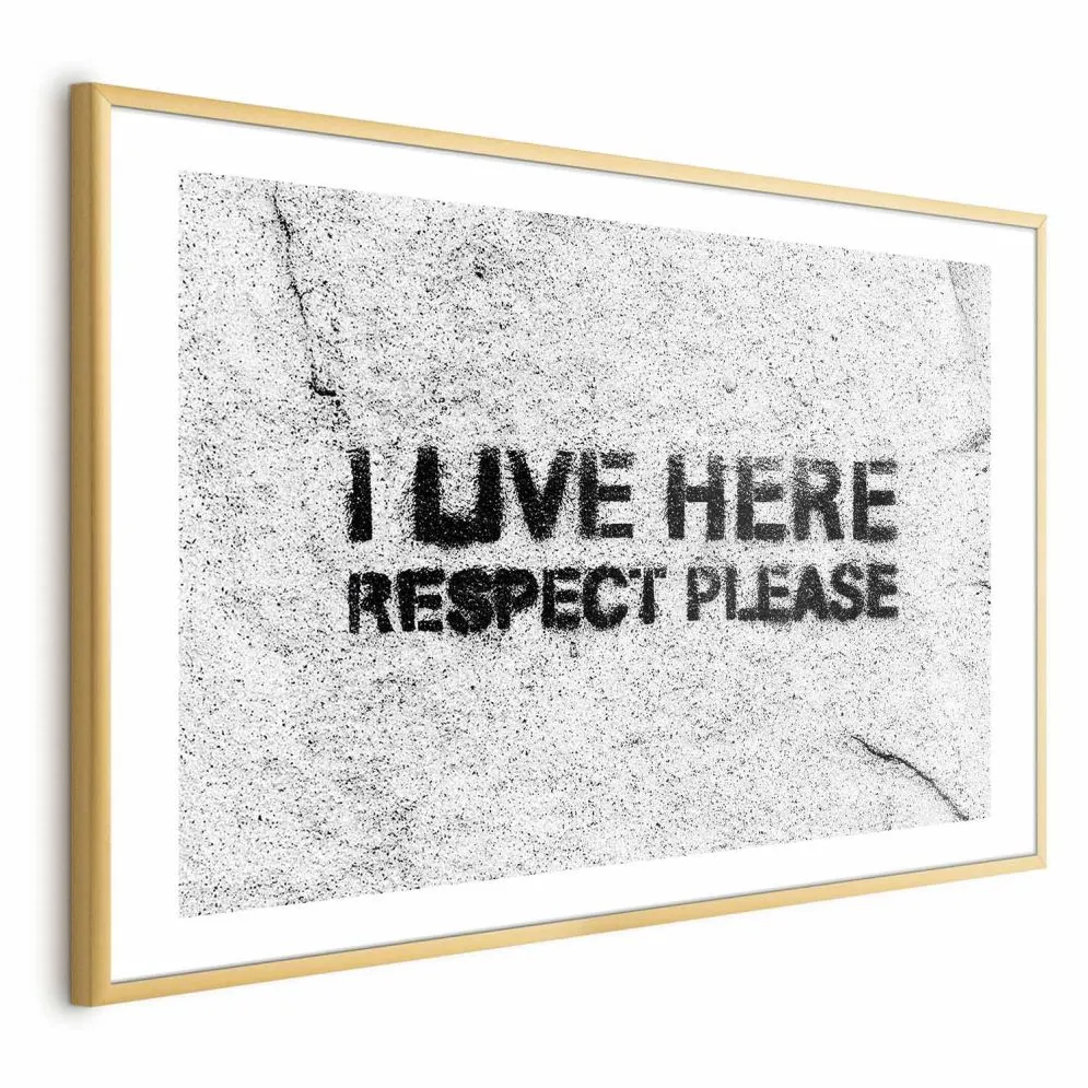 Plakat Respect 60x40 cm z ramą złotą z marginesem | MIRAT.