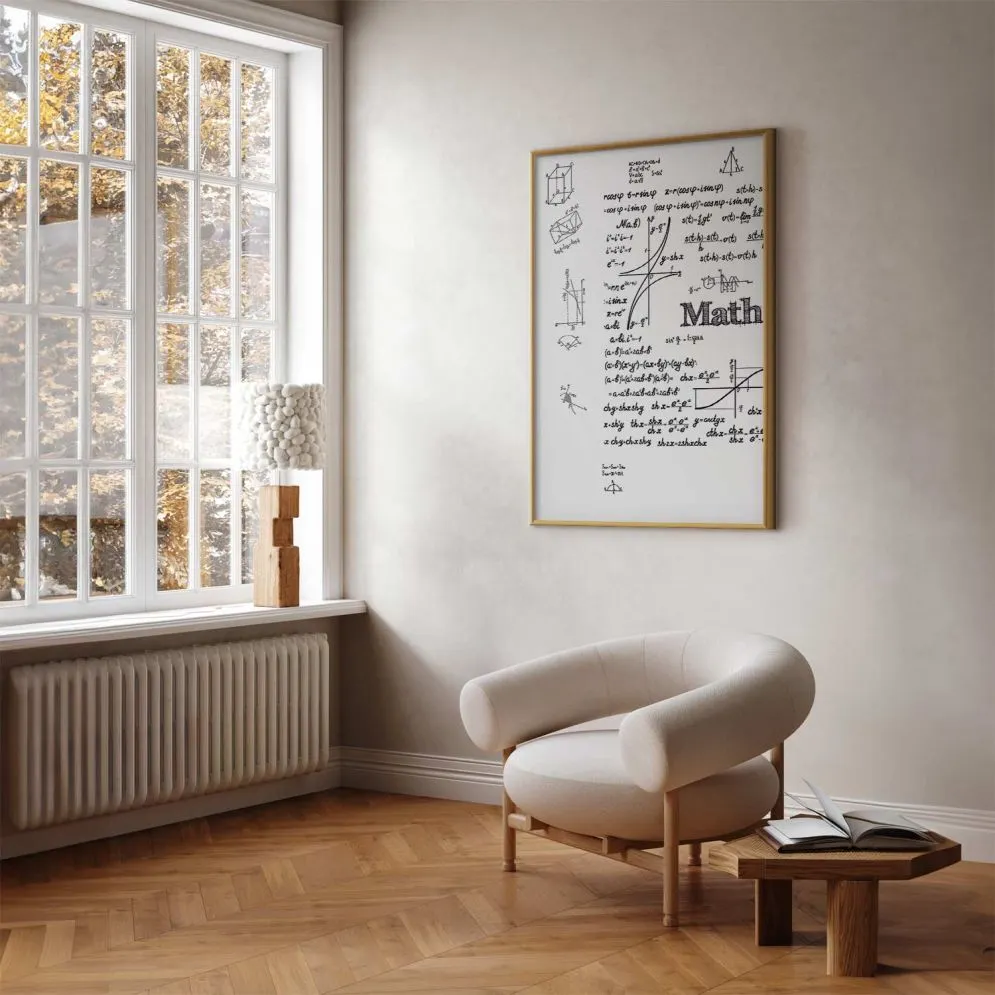 Plakat Matematyka 60x90 cm z ramą złotą bez marginesu | MIRAT.