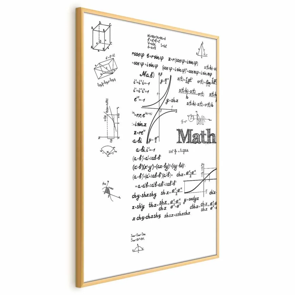 Plakat Matematyka 60x90 cm z ramą złotą bez marginesu | MIRAT.