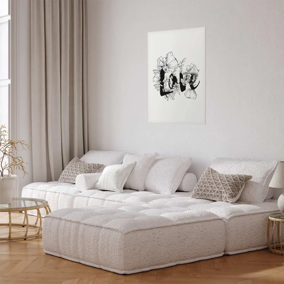 Plakat Love w kwiatach 60x90 cm bez ramy z marginesem | MIRAT.