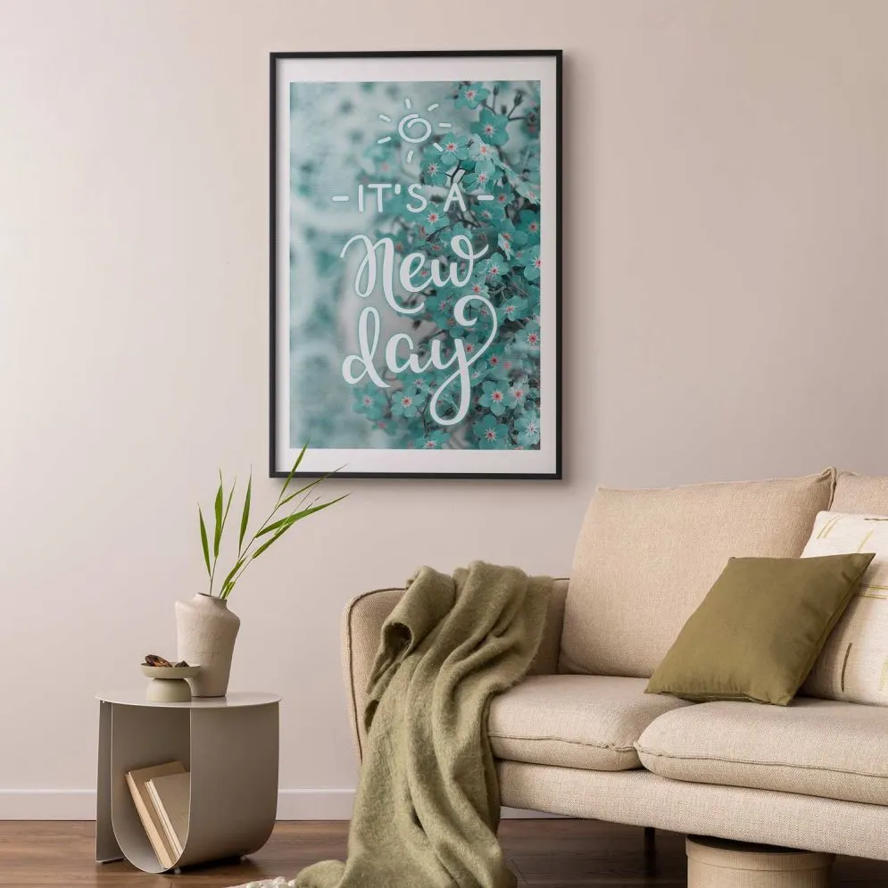 Plakat New day 21x30 cm z ramą czarną z marginesem | MIRAT.