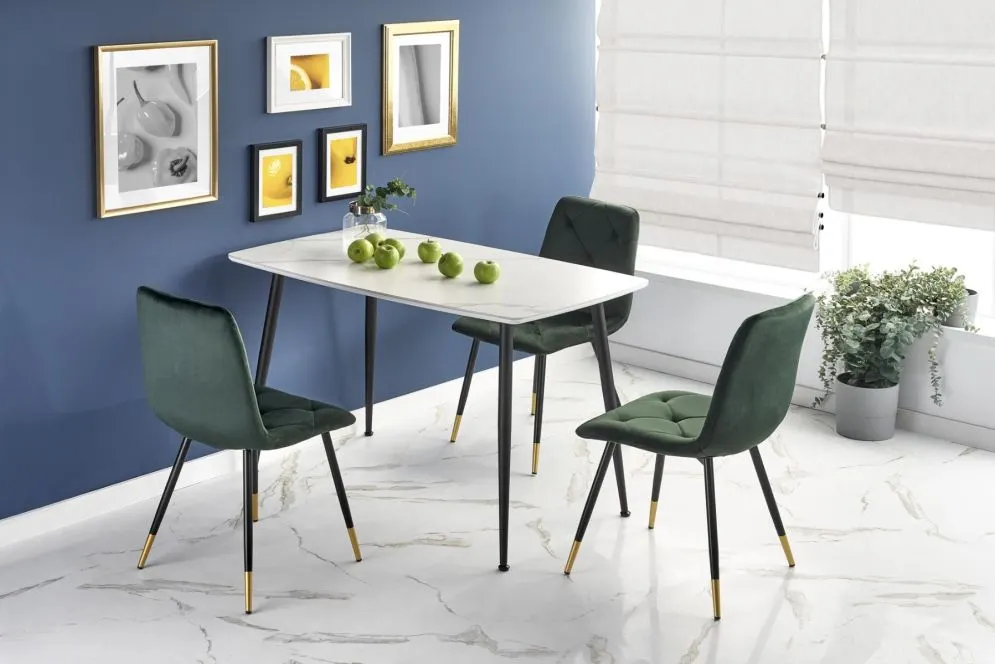 Stół MARCO 120x70 biały marmur/czarny do jadalni | MIRAT. styl GLAMOUR, LOFT