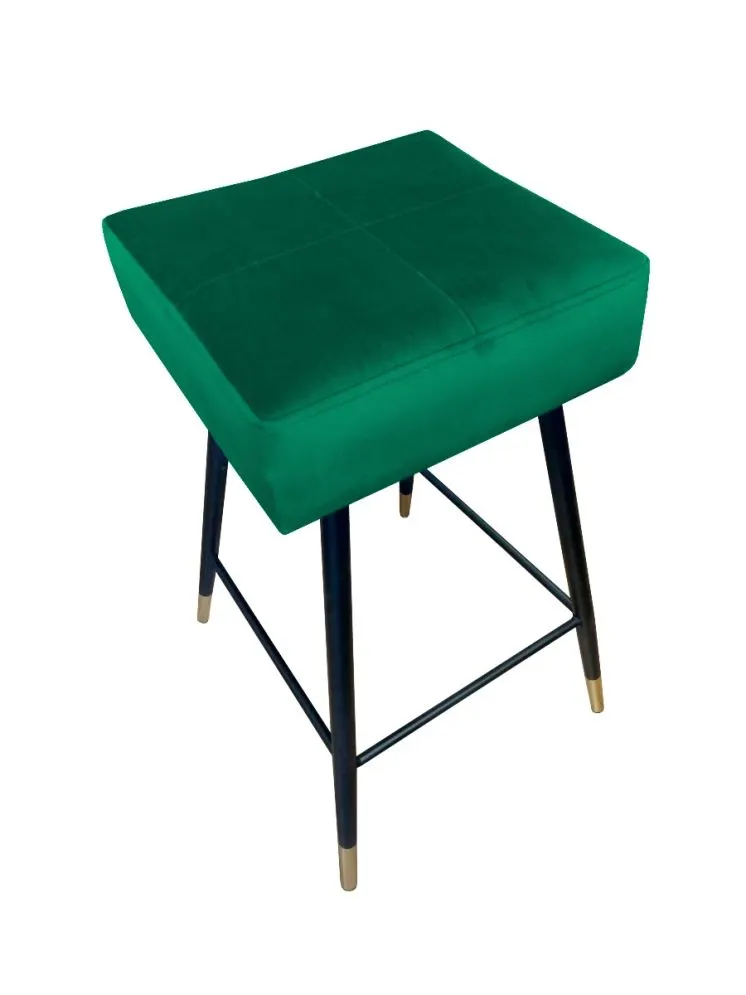 Hoker OLIMP VELVET GOLD zielony z oparciem | MIRAT. w stylu GLAMOUR kolekcja