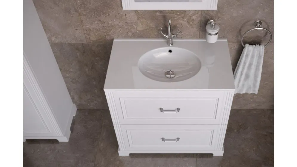 Umywalka meblowa ceramiczna MEG 80 cm biała retro | MIRAT