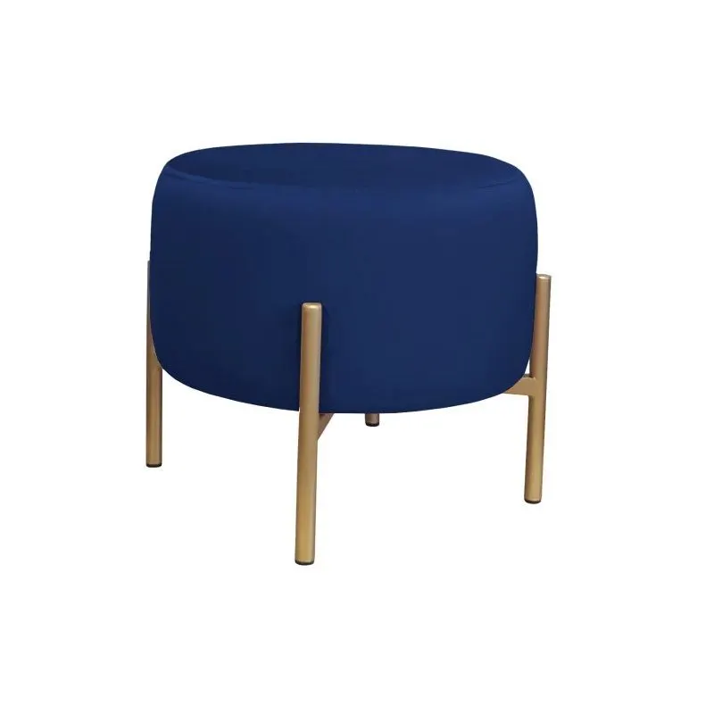 Pufa WILFRED MG VELVET granatowa/złota okrągła | MIRAT. styl GLAMOUR