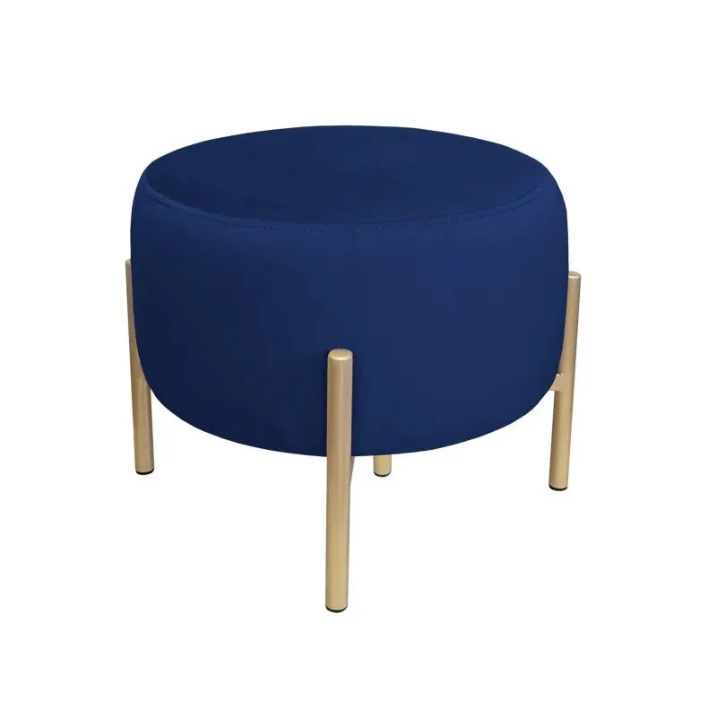 Pufa WILFRED MG VELVET granatowa/złota okrągła | MIRAT. styl GLAMOUR