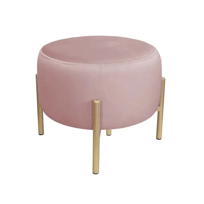 Pufa WILFRED MG VELVET różowa/złota okrągła| MIRAT. styl GLAMOUR