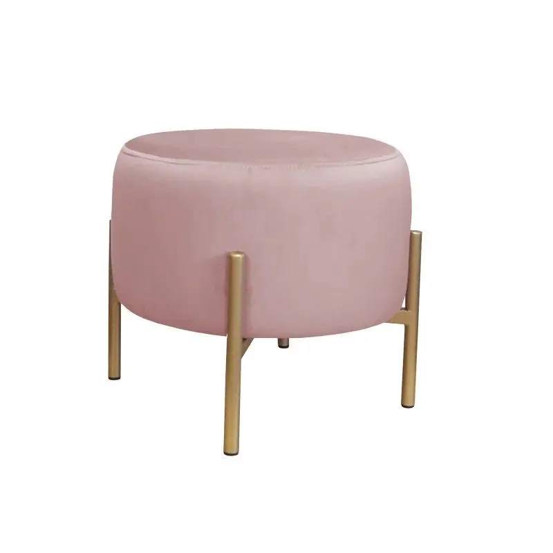 Pufa WILFRED MG VELVET różowa/złota okrągła| MIRAT. styl GLAMOUR