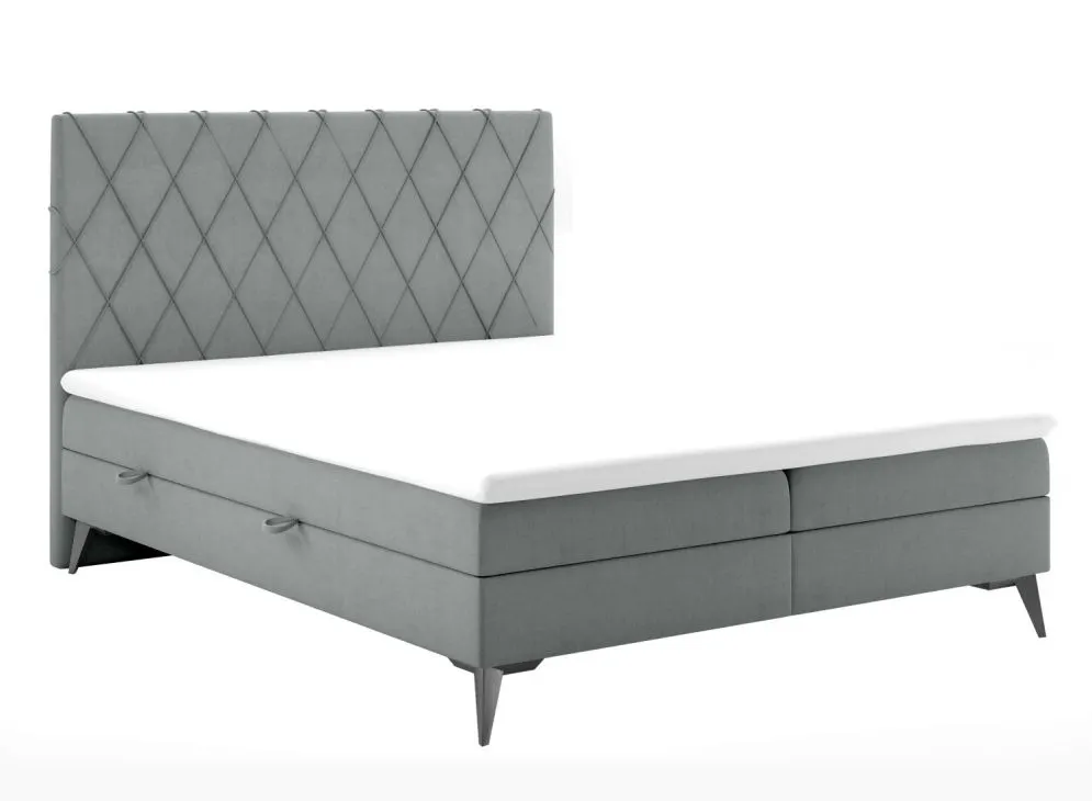 Łóżko kontynentalne IBETIO 140 szare velvet w stylu glamour | MIRAT. styl GLAMOUR