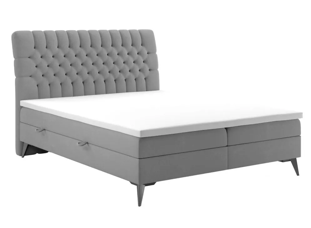 Łóżko kontynentalne BETAFO 140 szare velvet w stylu glamour | MIRAT. styl GLAMOUR