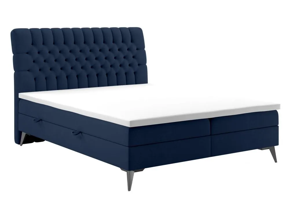 Łóżko kontynentalne BETAFO 140 granatowe velvet do sypialni w stylu glamour | MIRAT. styl GLAMOUR