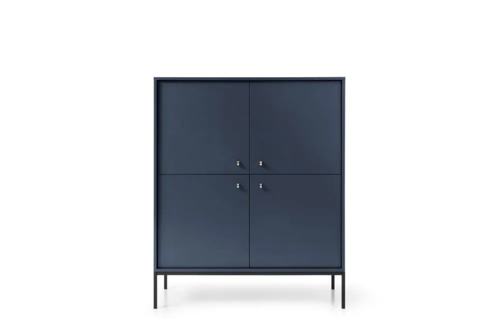 Komoda wysoka ALANI 4D granatowa 104 cm z półkami | MIRAT. w stylu LOFT kolekcja ALANI
