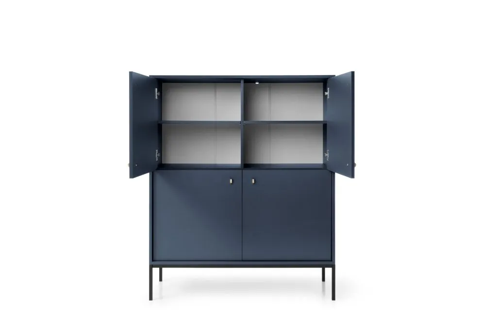 Komoda wysoka ALANI 4D granatowa 104 cm z półkami | MIRAT. w stylu LOFT kolekcja ALANI
