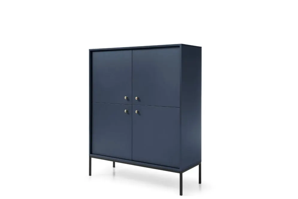 Komoda wysoka ALANI 4D granatowa 104 cm z półkami | MIRAT. w stylu LOFT kolekcja ALANI