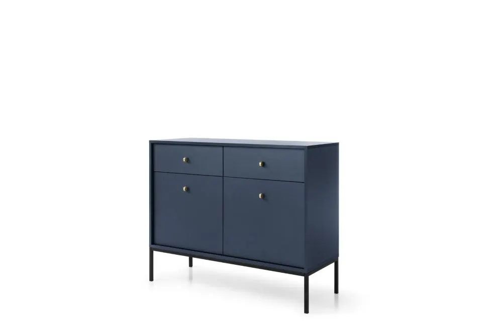 Komoda ALANI 2D2S granatowa z szufladami i półkami 104 cm | MIRAT. w stylu LOFT kolekcja ALANI