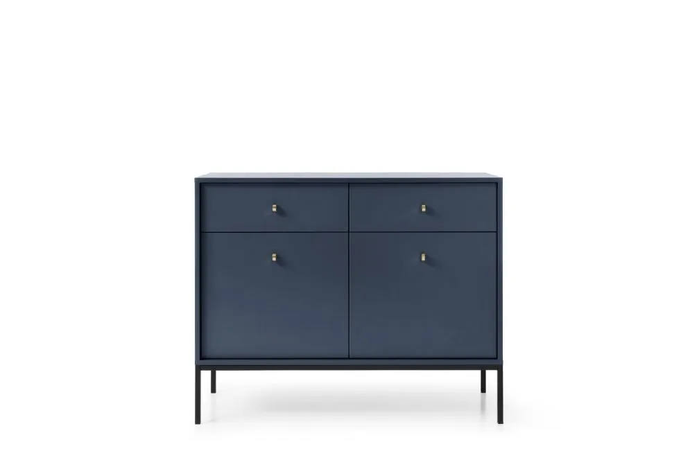 Komoda ALANI 2D2S granatowa z szufladami i półkami 104 cm | MIRAT. w stylu LOFT kolekcja ALANI