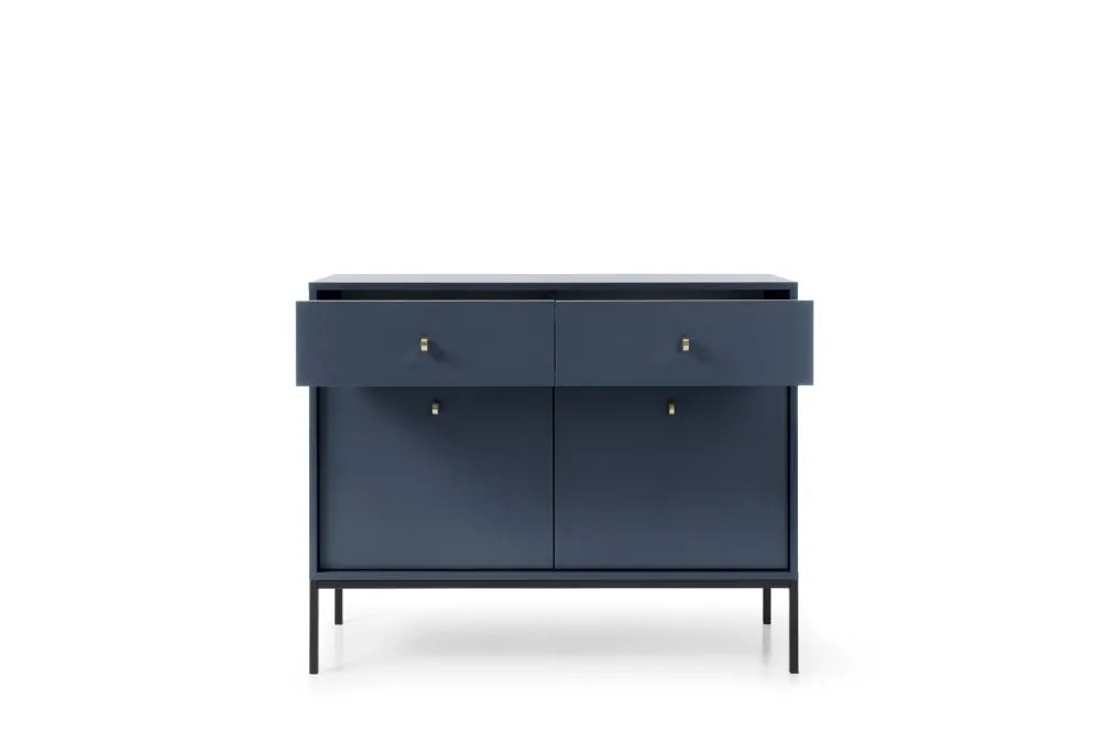 Komoda ALANI 2D2S granatowa z szufladami i półkami 104 cm | MIRAT. w stylu LOFT kolekcja ALANI