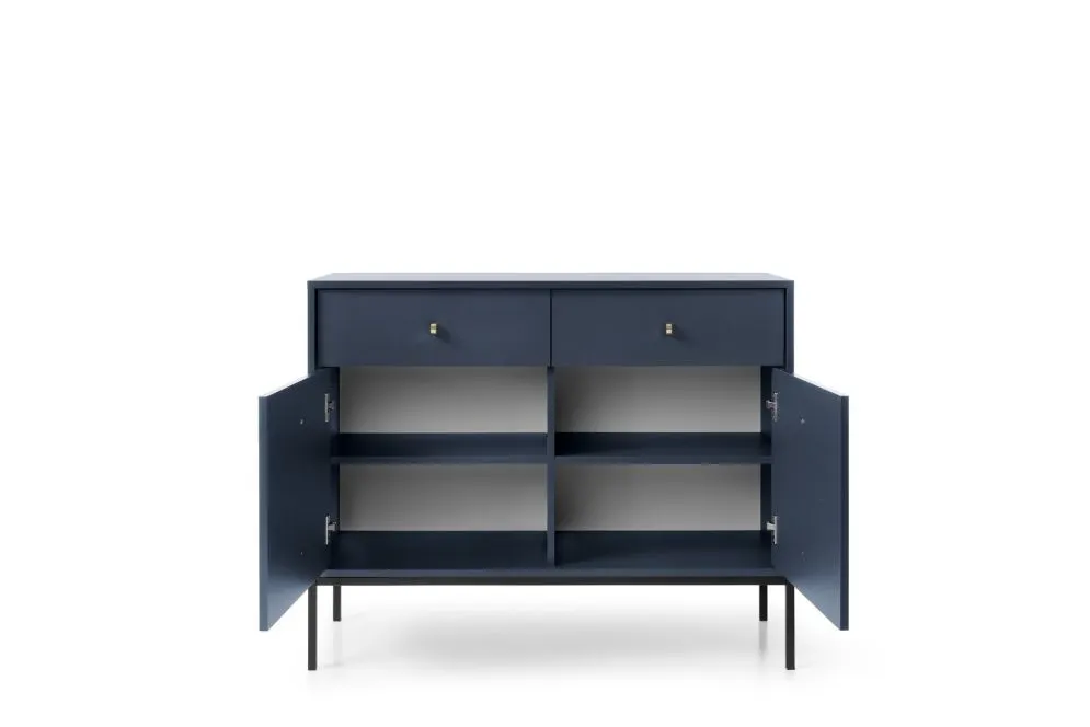 Komoda ALANI 2D2S granatowa z szufladami i półkami 104 cm | MIRAT. w stylu LOFT kolekcja ALANI