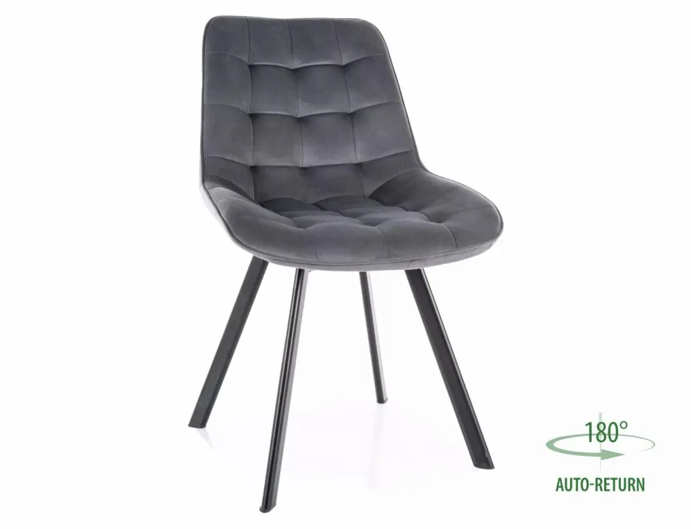 Eleganckie krzesło Monti Velvet szare na czarnych nogach | MIRAT styl LOFT