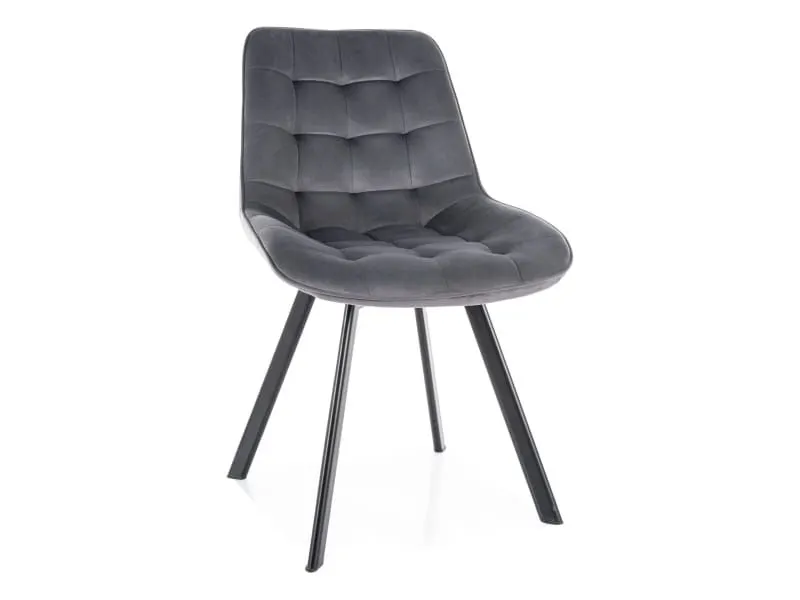 Eleganckie krzesło Monti Velvet szare na czarnych nogach | MIRAT styl LOFT