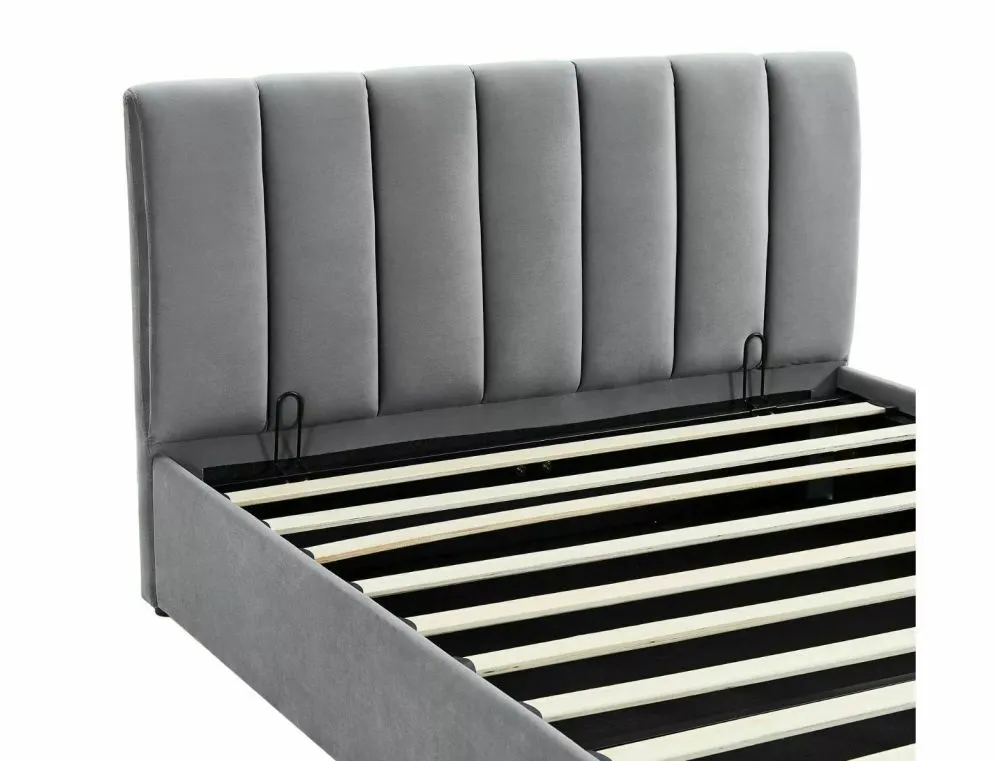 Łóżko tapicerowane MONTREAL VELVET 120x200 szare z pojemnikiem w stylu glamour I sklep meblowy MIRAT. styl GLAMOUR