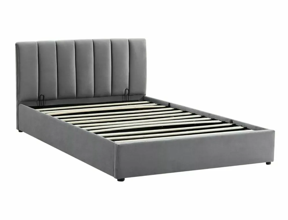 Łóżko tapicerowane MONTREAL VELVET 120x200 szare z pojemnikiem w stylu glamour I sklep meblowy MIRAT. styl GLAMOUR