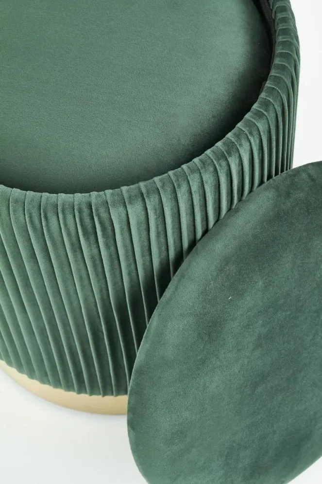 Zestaw puf MONTY VELVET ciemnozielone/złote ze schowkiem | MIRAT. styl GLAMOUR