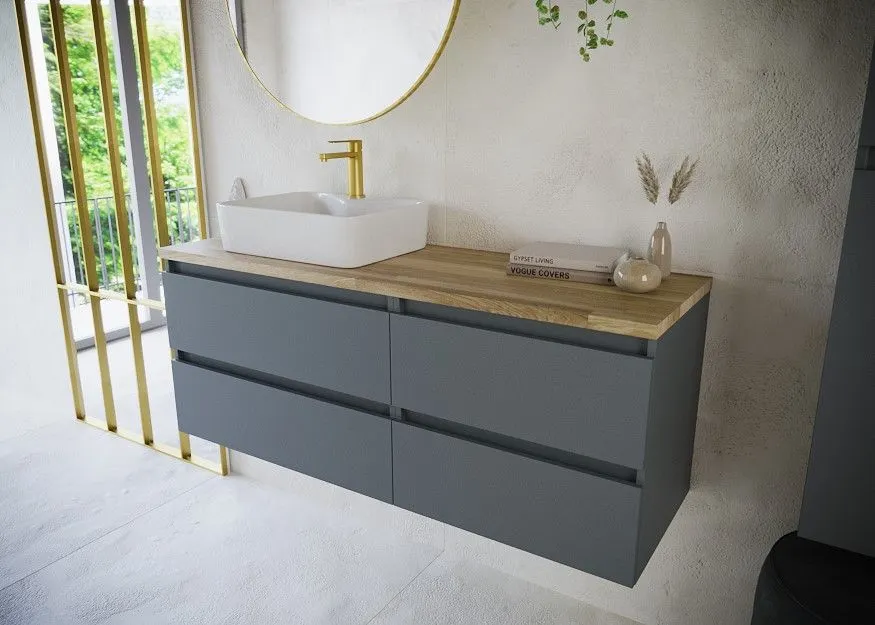 Blat łazienkowy dębowy 100 cm z litego drewna solidny | MIRAT
