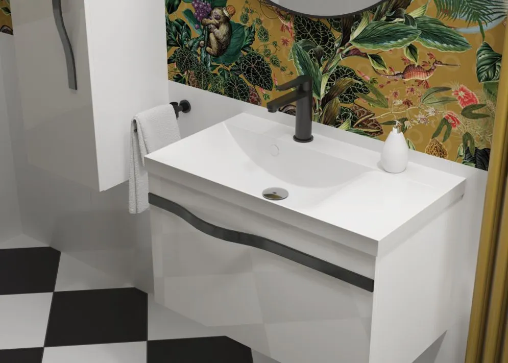 Szafka pod umywalkę VOG 69 cm biała połysk z szufladą | MIRAT