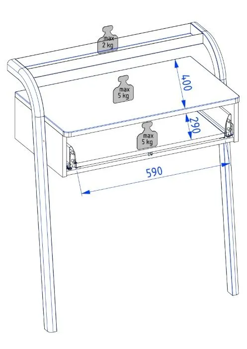 Toaletka/konsola do łazienki MOSS 70 cm jasno szara półmat | MIRAT  kolekcja MOSS