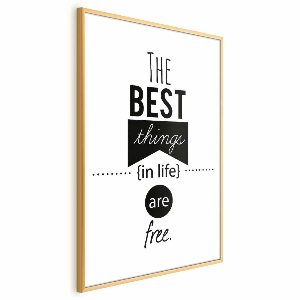 Plakat Best things in life 29,7x42 cm z ramą złotą z marginesem | MIRAT.
