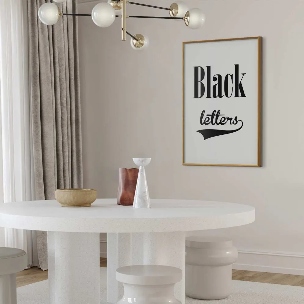 Plakat Black letters 40x60 cm z ramą złotą z marginesem | MIRAT.