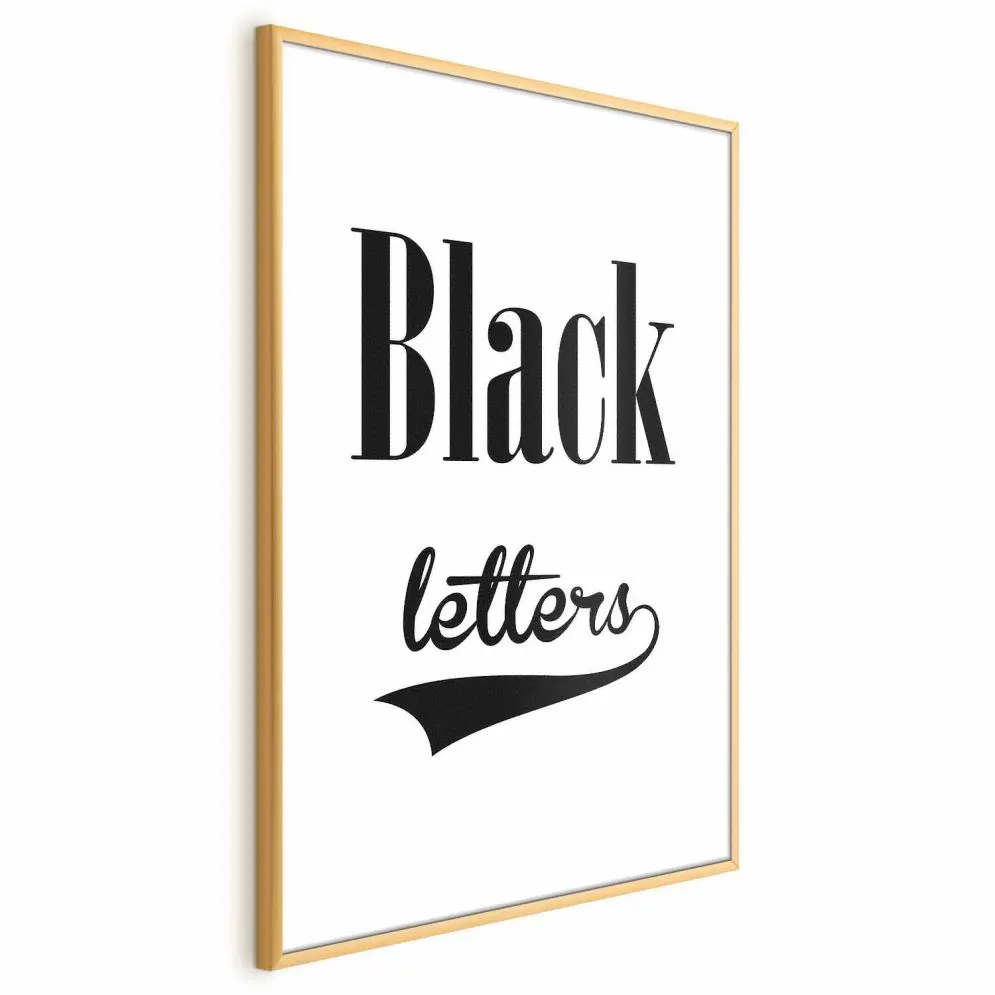 Plakat Black letters 40x60 cm z ramą złotą z marginesem | MIRAT.