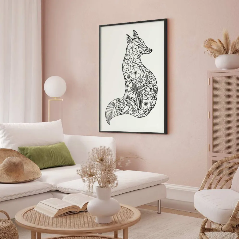 Plakat Lis w kwiaty 29,7x42 cm z ramą czarną bez marginesu | MIRAT.
